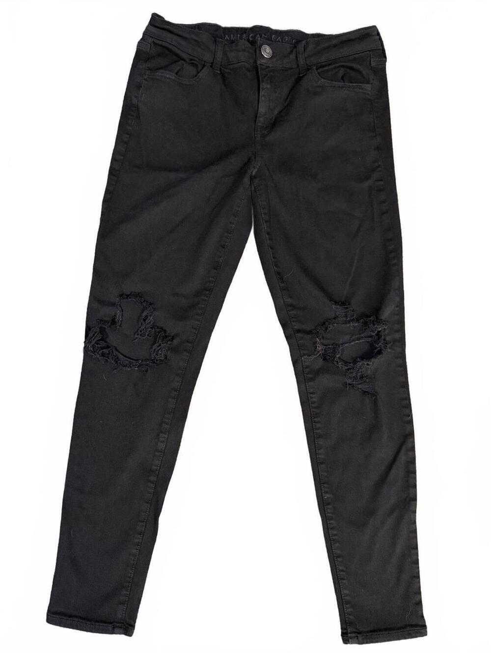 American Eagle Black Ripped Skinny Jeans Size 10